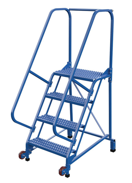 Vestil LAD-TRN-60-4-G Steel Tip N Roll Ladder 58 Degree 4 Grip Strut 24 in. Step Width 350 lb. Capacity Blue