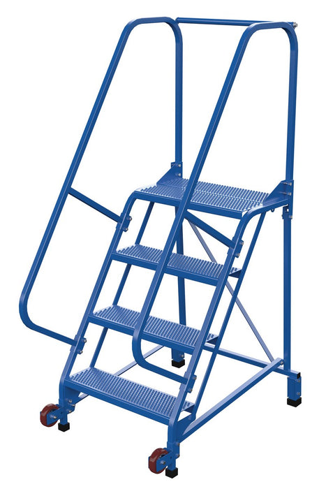 Vestil LAD-TRN-60-4-P Steel Tip N Roll Ladder 58 Degree 4 Perforated 24 in. Step Width 350 lb. Capacity Blue