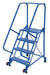 Vestil LAD-TRN-60-4-P Steel Tip N Roll Ladder 58 Degree 4 Perforated 24 in. Step Width 350 lb. Capacity Blue