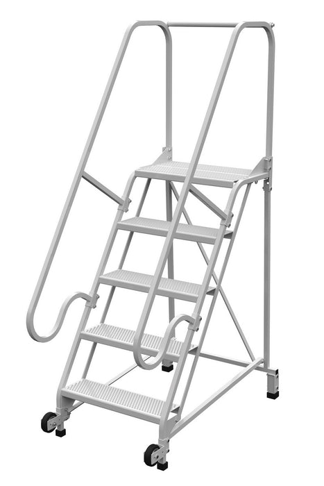 Vestil LAD-TRN-60-5-FDA Steel Tip N Roll FDA Ladder 58 Degree 5 Perforated 24 in. Step Width 350 lb. Capacity White