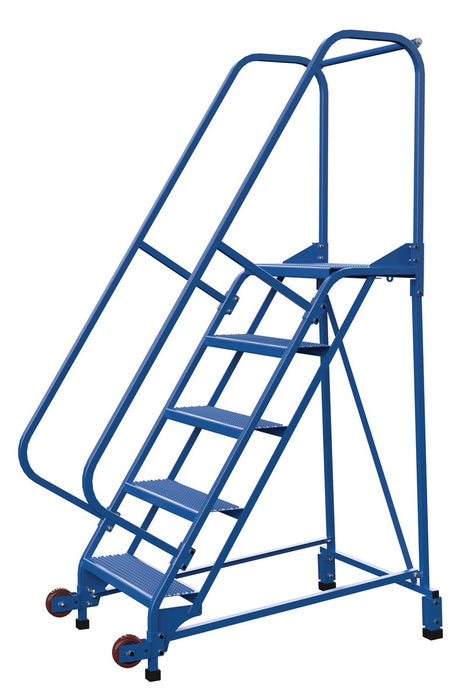 Vestil LAD-TRN-60-5-P Steel Tip N Roll Ladder 58 Degree 5 Perforated 24 in. Step Width 350 lb. Capacity Blue