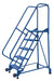 Vestil LAD-TRN-60-5-P Steel Tip N Roll Ladder 58 Degree 5 Perforated 24 in. Step Width 350 lb. Capacity Blue