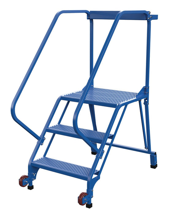 Vestil LAD-TRS-50-3-P Steel Tip-N-Roll Ladder 50 Degree 3 Straddle Perforated 24 in. Step Width 50 Degree 350 lb. Capacity Bl