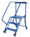 Vestil LAD-TRS-50-3-P Steel Tip-N-Roll Ladder 50 Degree 3 Straddle Perforated 24 in. Step Width 50 Degree 350 lb. Capacity Bl