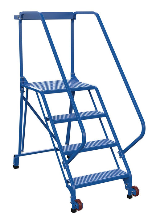 Vestil LAD-TRS-50-4-P Steel Tip-N-Roll Ladder 50 Degree 4 Straddle Perforated 24 in. Step Width 50 Degree 350 lb. Capacity Bl