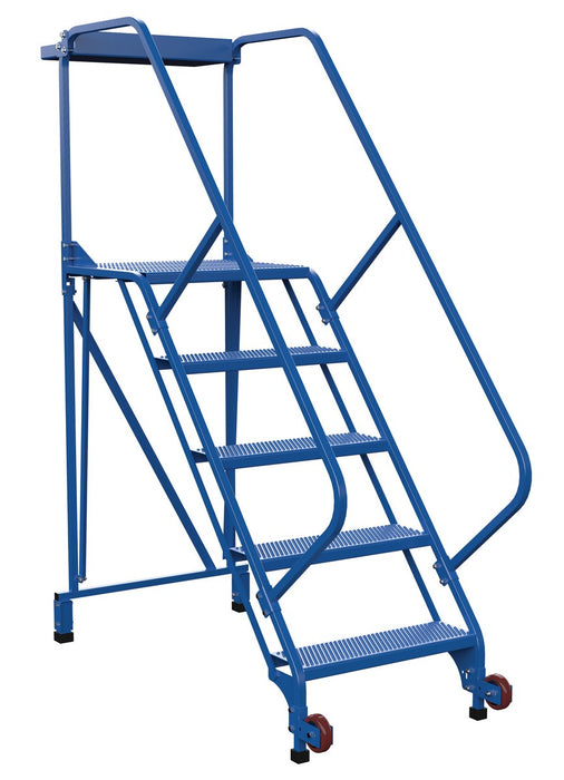 Vestil LAD-TRS-50-5-P Steel Tip-N-Roll Ladder 50 Degree 5 Straddle Perforated 24 in. Step Width 50 Degree 350 lb. Capacity Bl