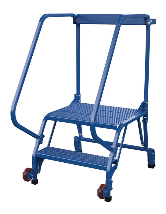 Vestil LAD-TRS-60-2-P Steel Tip-N-Roll Ladder 58 Degree 2 Straddle Perforated 24 in. Step Width 350 lb. Capacity Blue