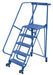 Vestil LAD-TRS-60-5-G Steel Tip-N-Roll Ladder 58 Degree 5 Straddle Grip Strut 24 in. Step Width 350 lb. Capacity Blue