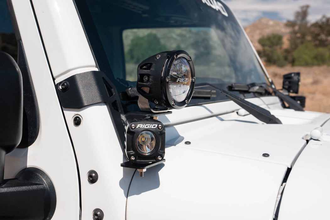 DV8 Offroad 2007-2018 Jeep Wrangler JK Dual Pod Light Mounts – installed on vehicle, image 3 of 13