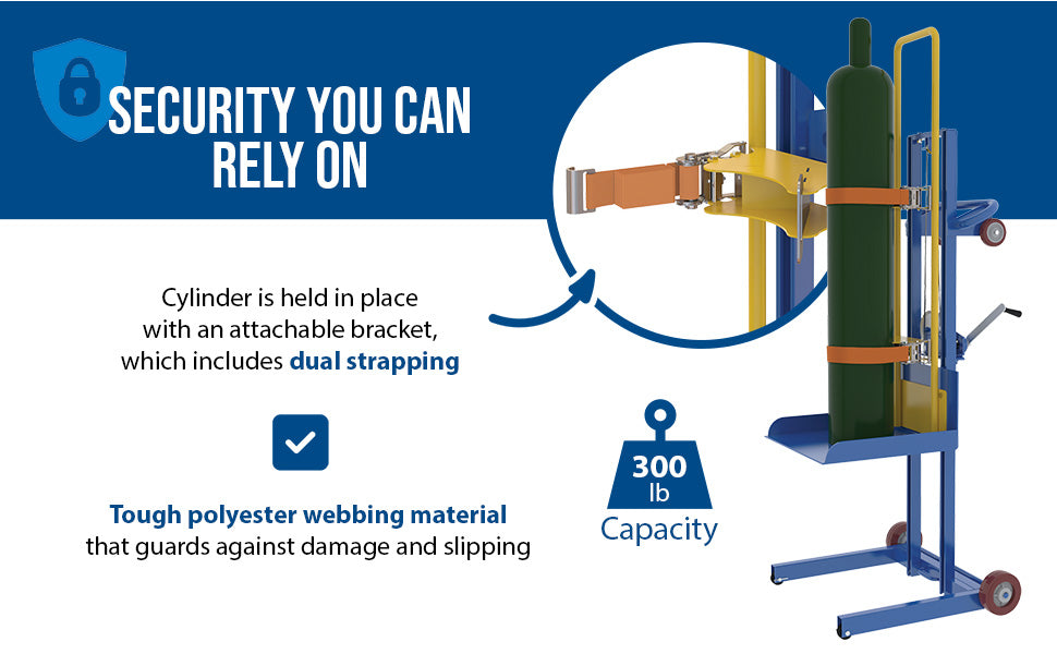 Vestil LLPW-CL-1560 steel gas cylinder lifter feature overview 2