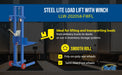 Vestil LLW-202058-FWFL steel lite load lift with winch, fixed wheels and feature overview 3