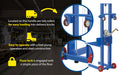 Vestil LLW-202058-FWFL steel lite load lift with winch, fixed wheels and feature overview 1