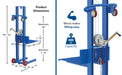 Vestil LLW-202058-FWFL steel lite load lift with winch, fixed wheels and feature overview 2