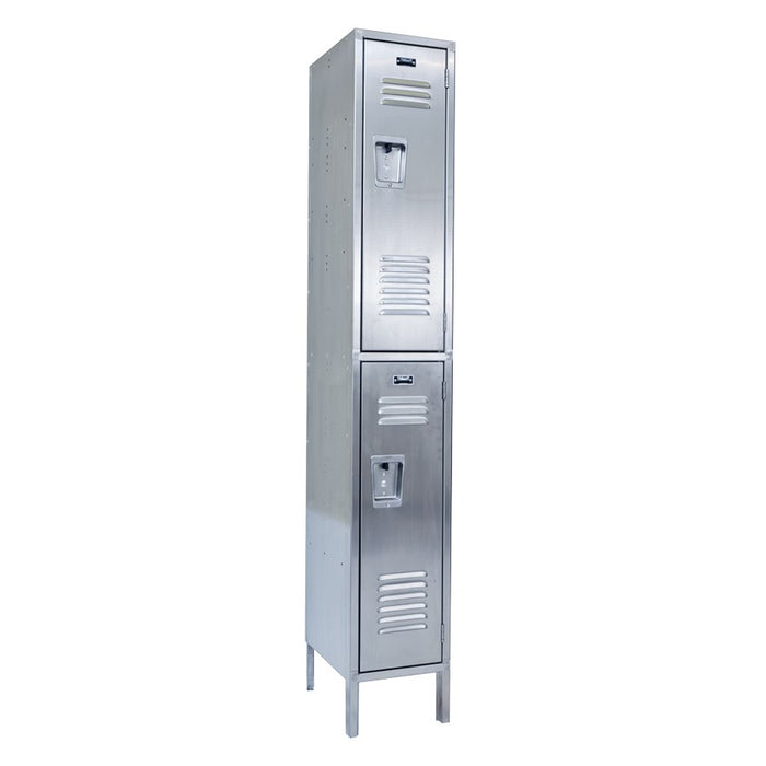 Vestil LOCK-1218-SSD1 Stainless Steel Lockers 1 Column with 2 Rows 12 in. x 18 in. x 78 in. Silver