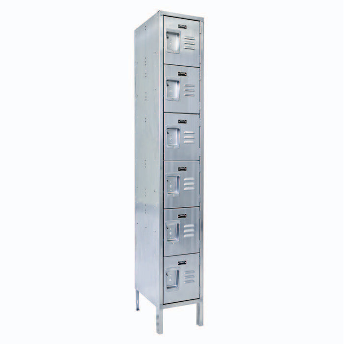 Vestil LOCK-1818-SS61 Stainless Steel Lockers 1 Column with 6 Rows 18 in. x 18 in. x 78 in. Silver