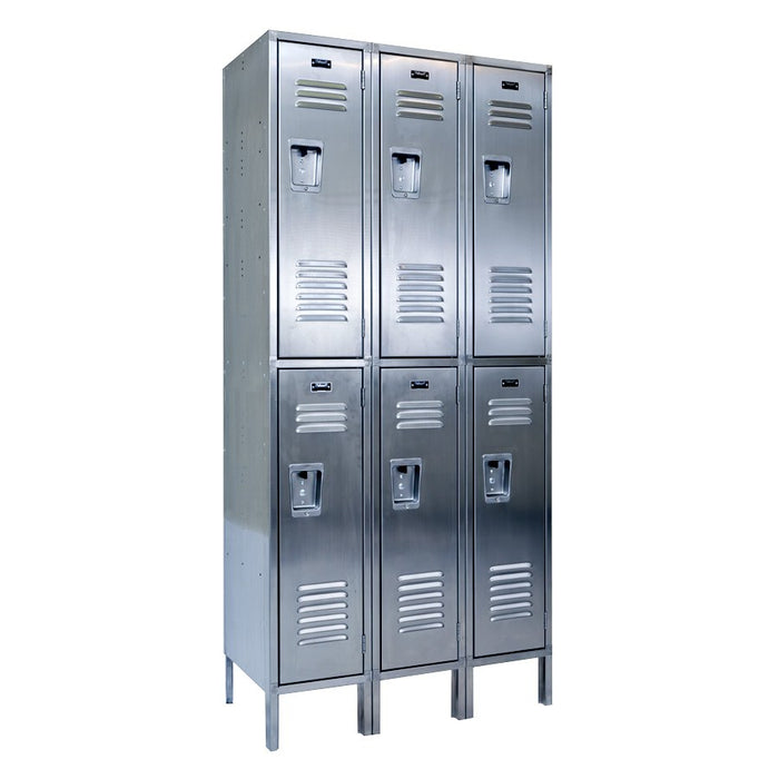 Vestil LOCK-3618-SSD3 Stainless Steel Lockers 3 Columns with 2 Rows 36 in. x 18 in. x 78 in. Silver