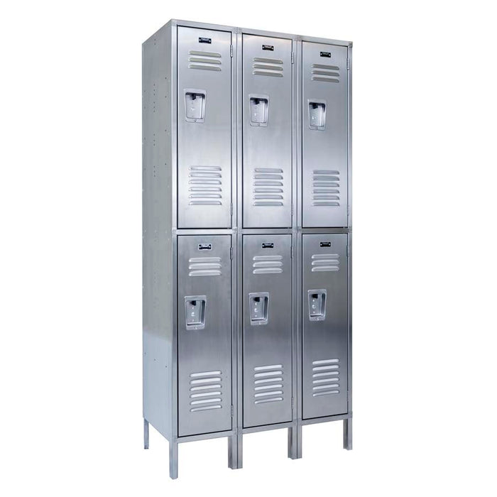 Vestil LOCK-5418-SSD3 Stainless Steel Lockers 3 Columns with 2 Rows 54 in. x 18 in. x 78 in. Silver