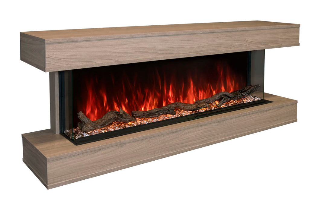 Modern Flames Landscape Pro 94'' Studio Suite Wall Mount Mantel Package | Coastal Sand Modern Flames