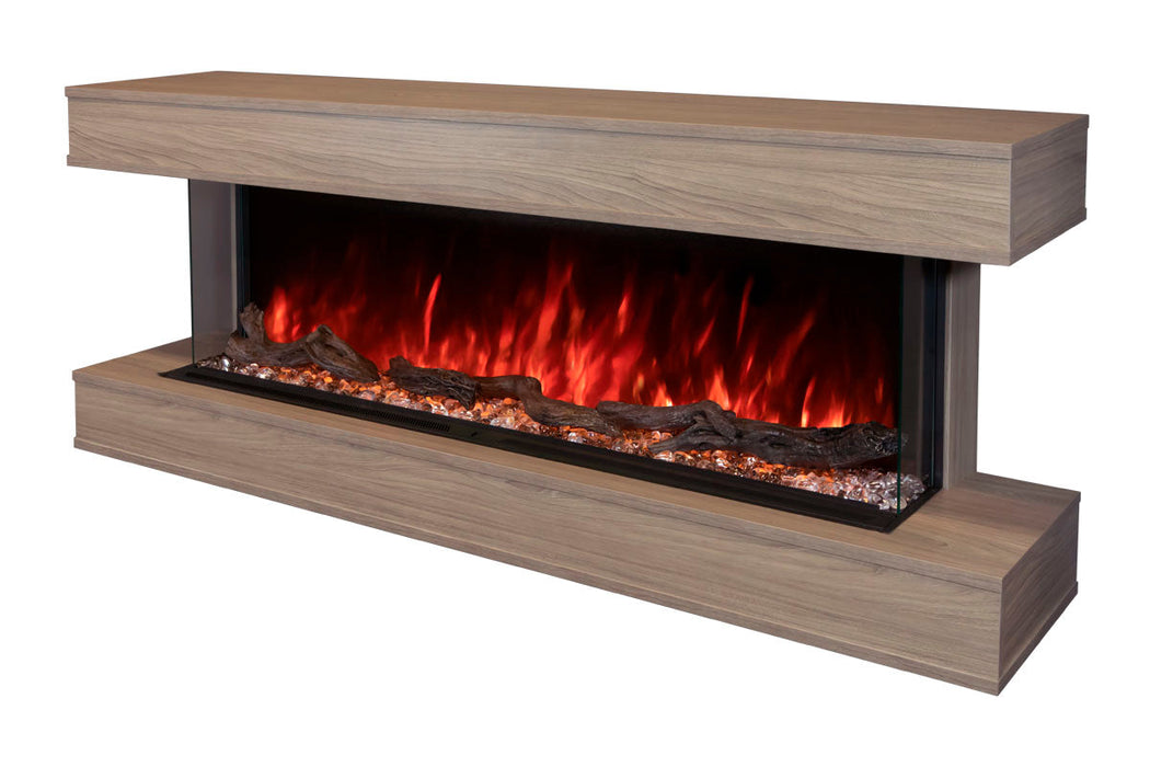 Modern Flames Landscape Pro 94'' Studio Suite Wall Mount Mantel Package | Coastal Sand Modern Flames