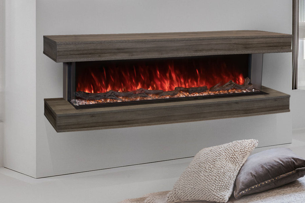 Modern Flames Landscape Pro 94'' Studio Suite Wall Mount Mantel Package | Driftwood Grey Modern Flames