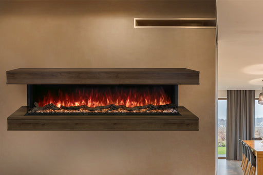 Modern Flames Landscape Pro 94'' Studio Suite Wall Mount Mantel Package | Weathered Walnut Modern Flames