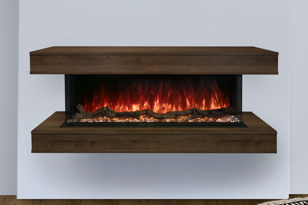 Modern Flames Landscape Pro 82'' Studio Suite Wall Mount Mantel Package | Weathered Walnut Modern Flames