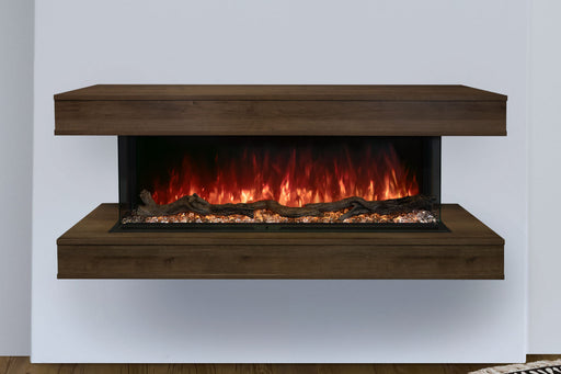 Modern Flames Landscape Pro 94'' Studio Suite Wall Mount Mantel Package | Weathered Walnut Modern Flames