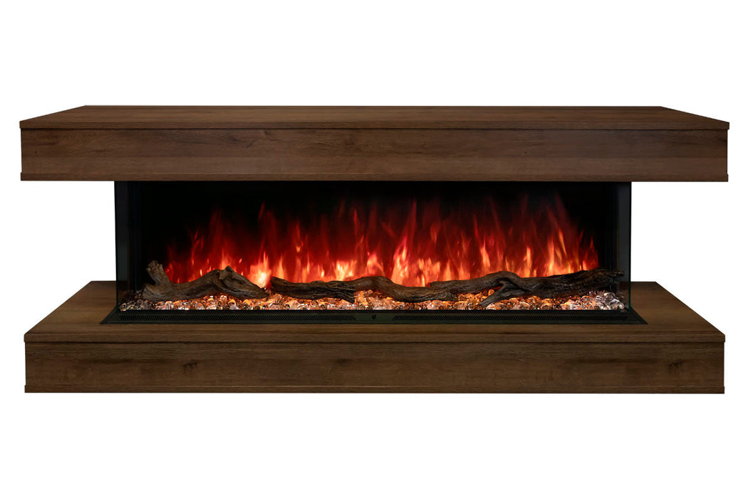 Modern Flames Landscape Pro 70'' Studio Suite Wall Mount Mantel Package | Weathered Walnut Modern Flames