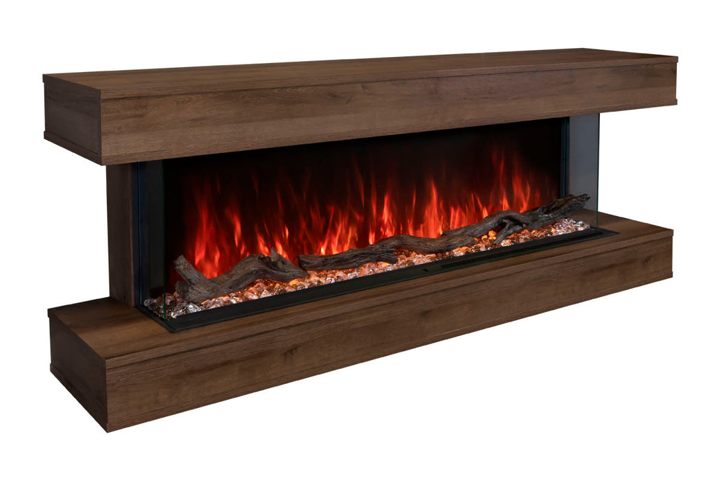Modern Flames Landscape Pro 82'' Studio Suite Wall Mount Mantel Package | Weathered Walnut Modern Flames