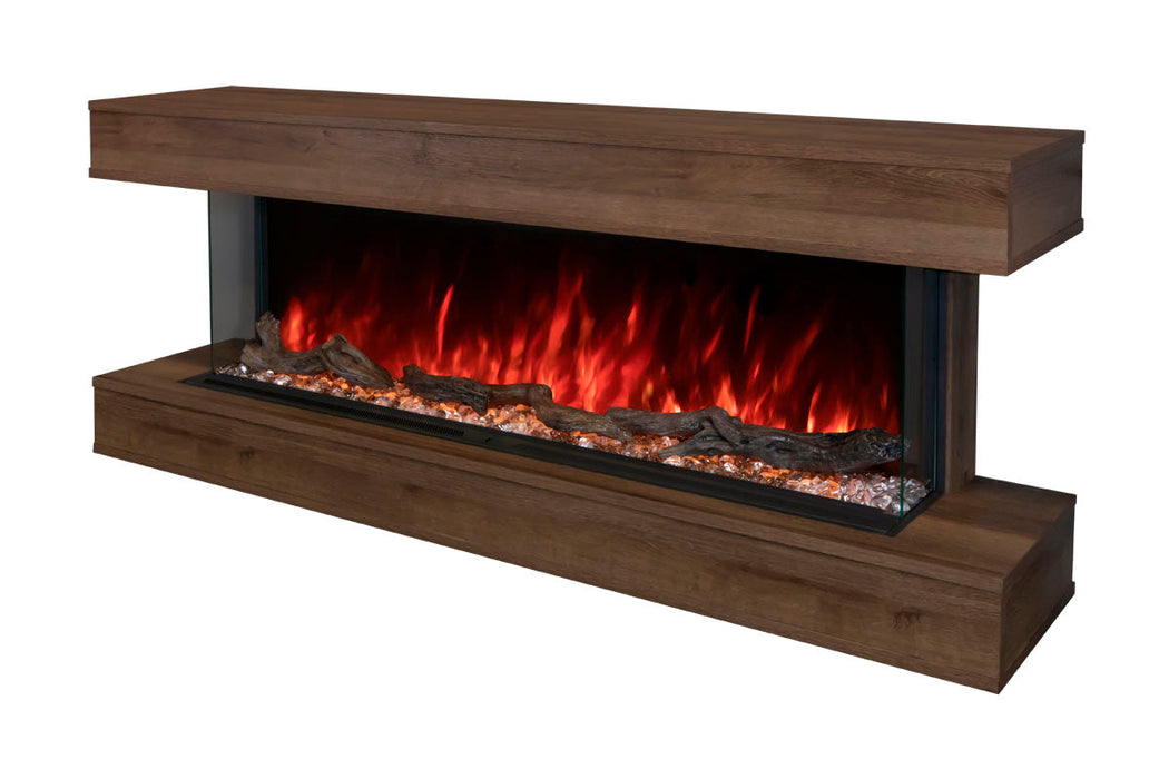 Modern Flames Landscape Pro 70'' Studio Suite Wall Mount Mantel Package | Weathered Walnut Modern Flames