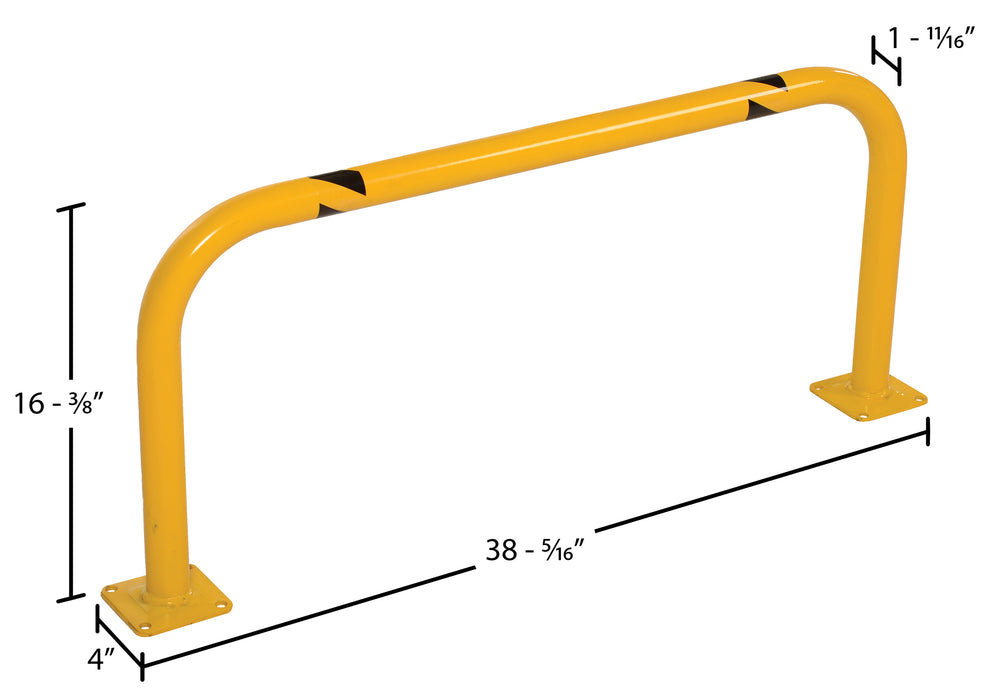 Vestil LPRO-36-16-2 steel low profile rack guard bollard dimensions diagram