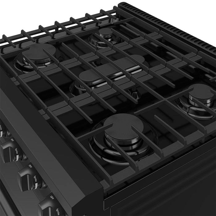 Thor Kitchen 30-Inch Black Gas Range (LRG3001UB) – close-up cooktop
