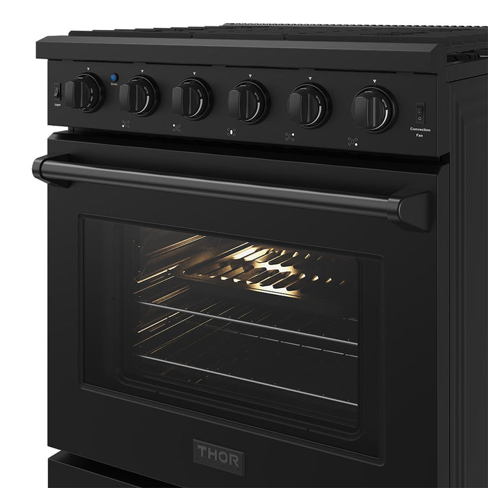 Thor Kitchen 30-Inch Black Gas Range (LRG3001UB) – close-up door
