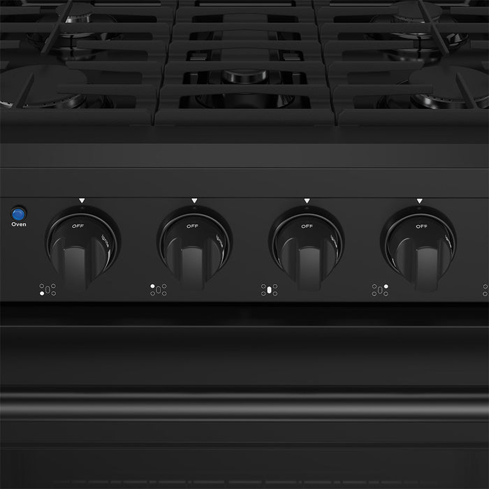 Thor Kitchen 30-Inch Black Gas Range (LRG3001UB) – close-up knobs