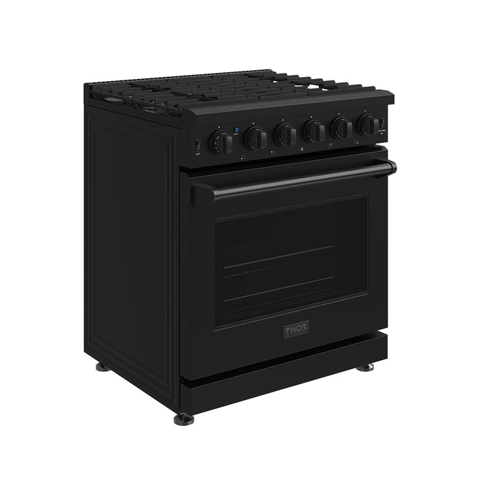 Thor Kitchen 30-Inch Black Gas Range (LRG3001UB) – front left side closed
