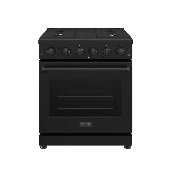 Thor Kitchen 30-Inch Black Gas Range (LRG3001UB) – front side closed