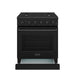 Thor Kitchen 30-Inch Black Gas Range (LRG3001UB) – front side drawer