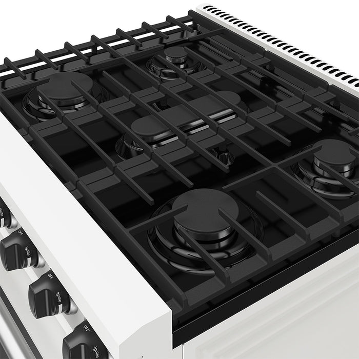 Thor Kitchen 30-Inch White Gas Range (LRG3001UW) – close-up cooktop