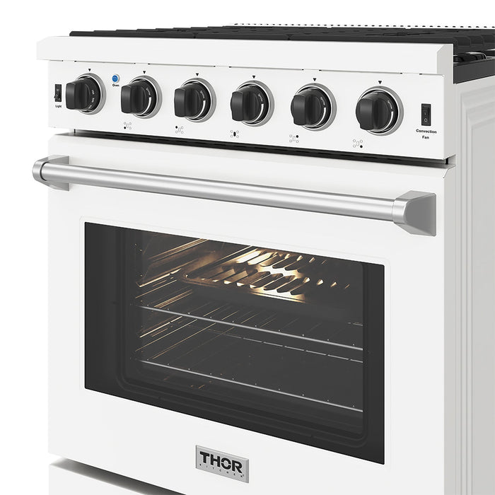 Thor Kitchen 30-Inch White Gas Range (LRG3001UW) – close-up door