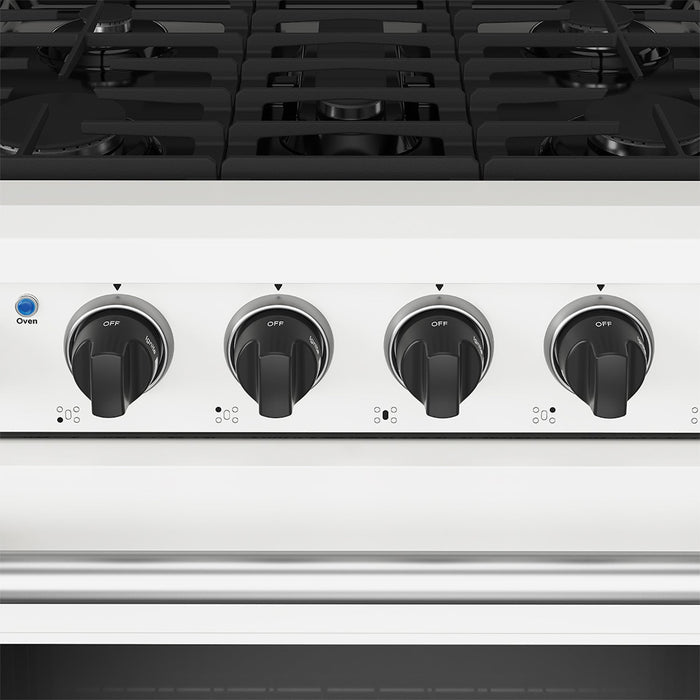 Thor Kitchen 30-Inch White Gas Range (LRG3001UW) – close-up knobs