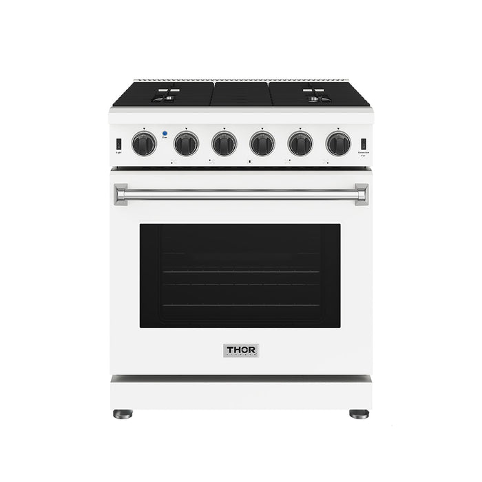 Thor Kitchen 30-Inch White Gas Range (LRG3001UW) – front side closed