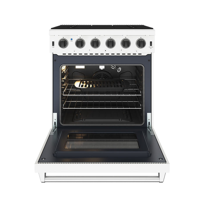 Thor Kitchen 30-Inch White Gas Range (LRG3001UW) – front side open