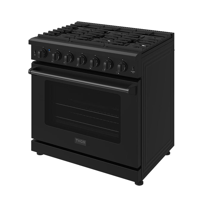 Thor Kitchen 36-Inch Black Gas Range (LRG3601UB) – front right side closed