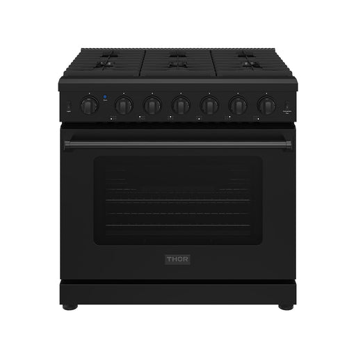 Thor Kitchen 36-Inch Black 3-Piece Package – LRG3601UB 36-inch professional gas range in black