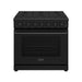 Thor Kitchen 36-Inch Black Gas Range (LRG3601UB) – front side closed