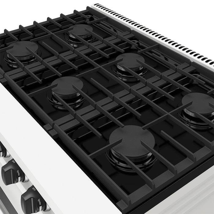 Thor Kitchen 36-Inch White Gas Range (LRG3601UW) – close-up cooktop