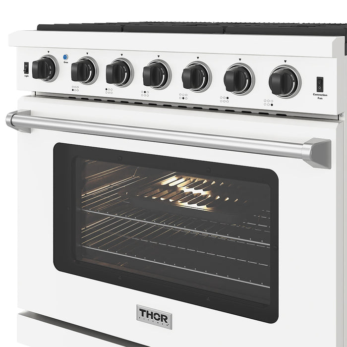 Thor Kitchen 36-Inch White Gas Range (LRG3601UW) – close-up door