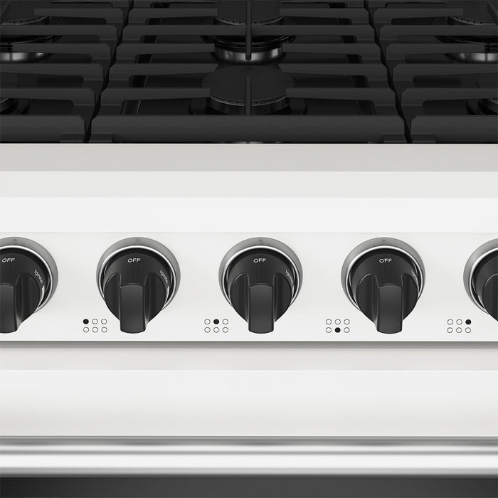 Thor Kitchen 36-Inch White Gas Range (LRG3601UW) – close-up knobs