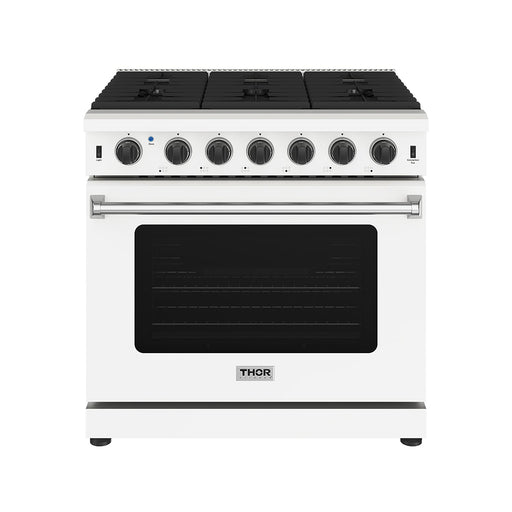 Thor Kitchen 36-Inch White Gas Range (LRG3601UW) – front side closed