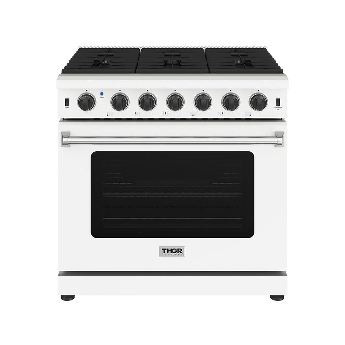 Thor Kitchen 36-Inch White Gas Range (LRG3601UW) – front side closed